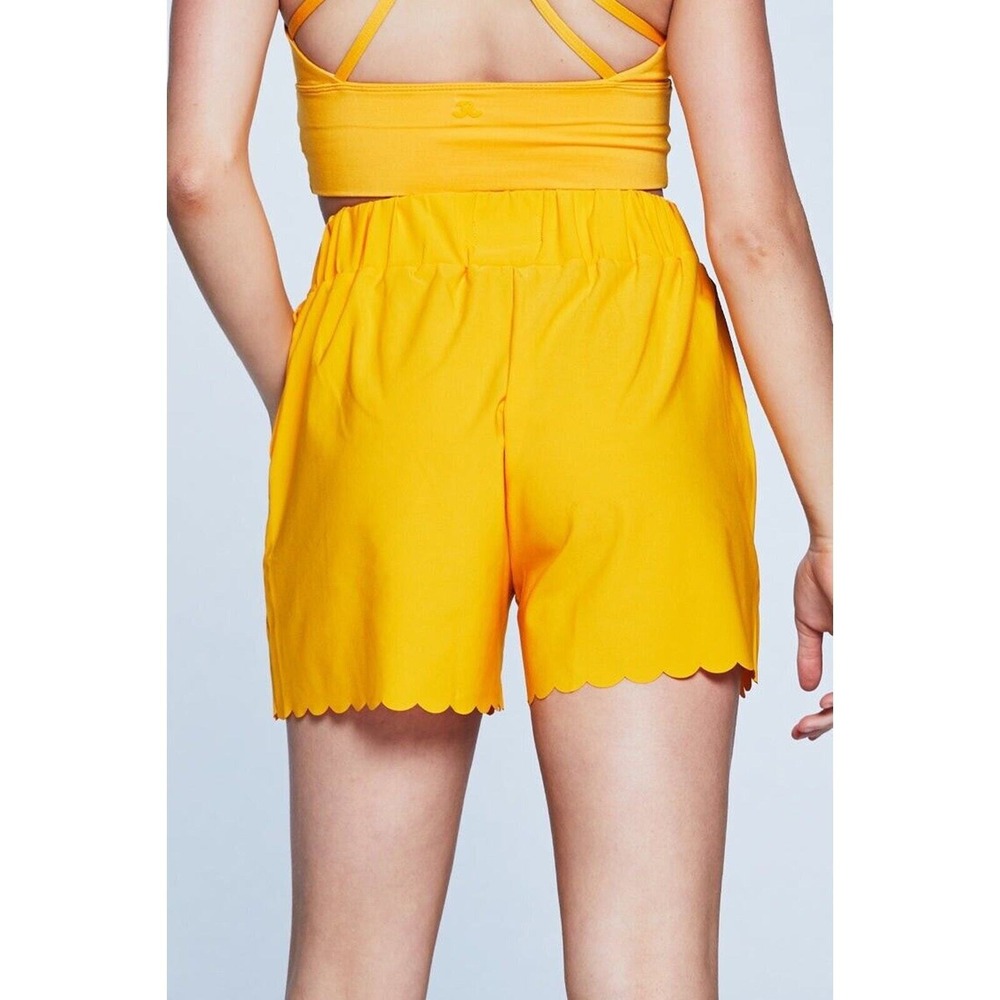 Jo + Jax Size XSA Adult Dance Tangerine Shorts yoga Jazz Yellow Scalloped Hem - Picture 2 of 12